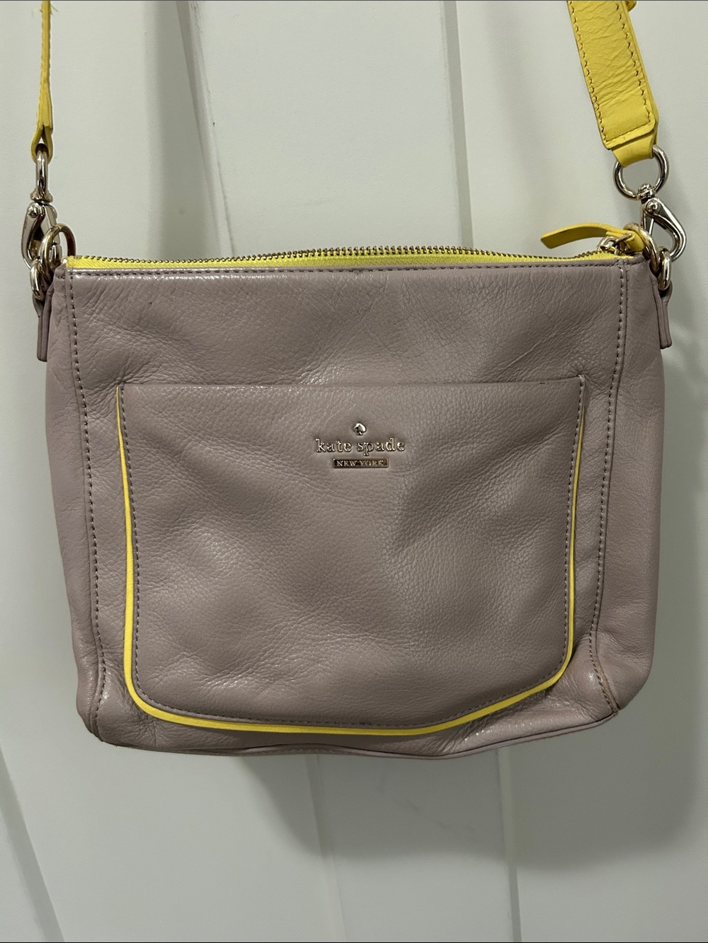 kate spade New York Leather Crossbody with Yellow Trim